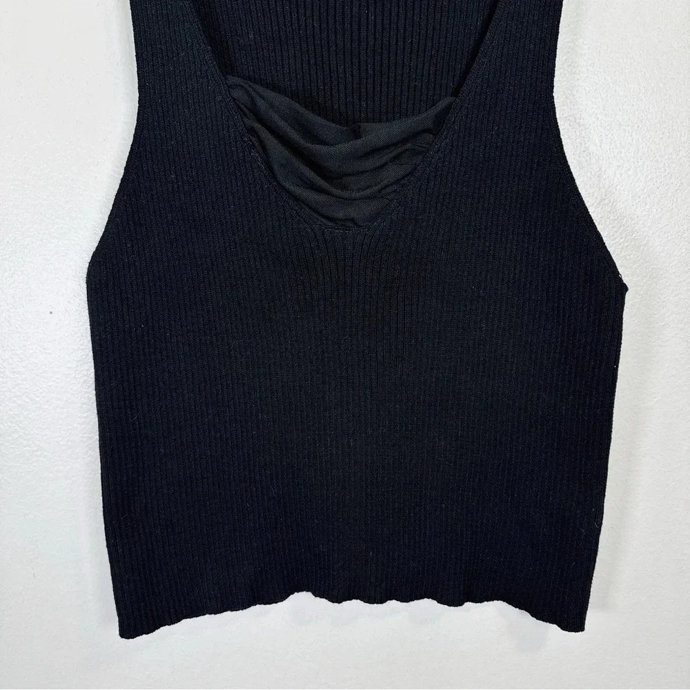 Free People One Ribbed Mesh Ruched Neck Tank Top - Picture 9 of 15